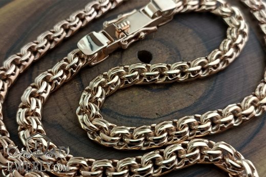 Silver chain Bismarck 100g, 65cm with gold plating - men's chain